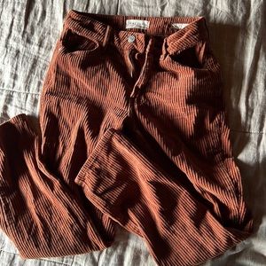 Pacsun thick cord mom jean, rust color, size 23.